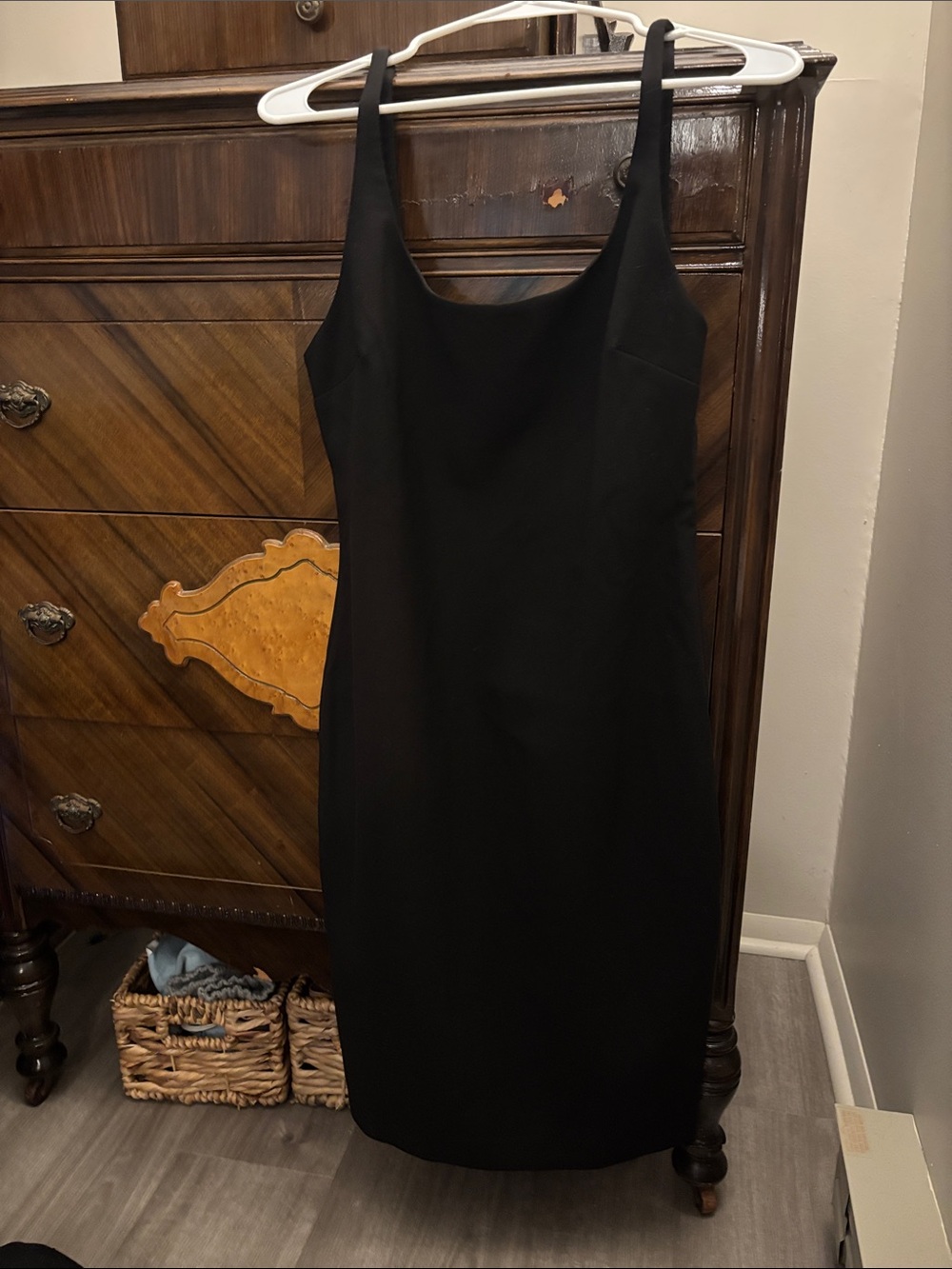 Likely Black Midi Slip Dress with Tank Straps